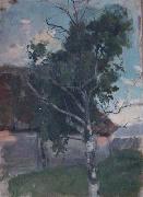 Paul Raud Etude with a birch oil painting